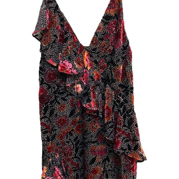 Jill Stuart Ruffled Floral 3D Velvet Floral Maxi Dress Size 6 - Picture 4 of 6